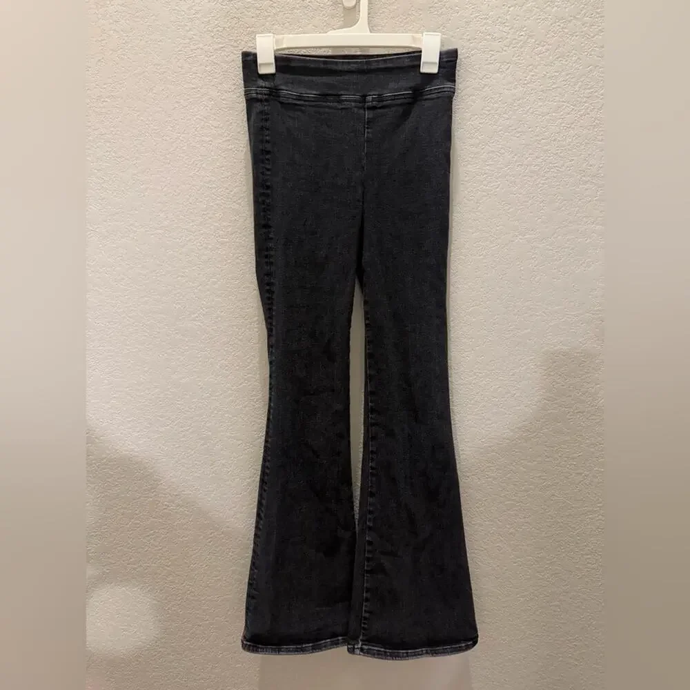 Frame Jetset Flare Jeans Sheen Noir Black High Rise Size 1 - Picture 2 of 6
